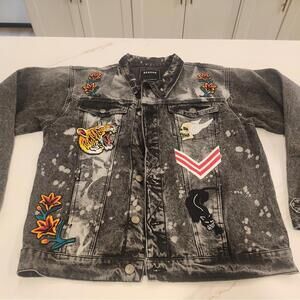 Reason Black Denim Jacket Mens Size XL  Moto Style